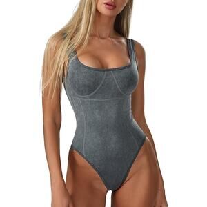 Women’s Square Neck Bodysuit Backless Sleeveless Tank Top Sexy Going Out